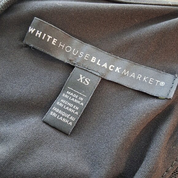 White House Black Market Black Ruched Mesh Sleeveless Cocktail Dress XS NWOT - Picture 7 of 8